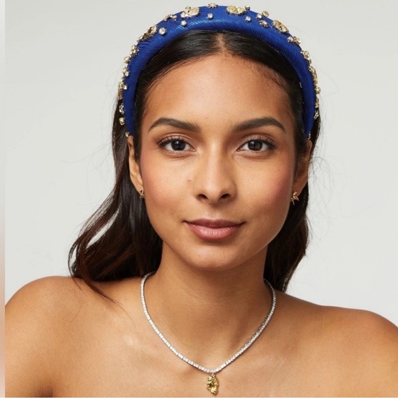 Lele Sadoughi Zodiac Virgo Sapphire Gold Embellished Alice Headband NEW - Picture 1 of 6
